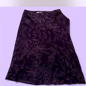 Worthington Dark Purple Floral A-Line Skirt